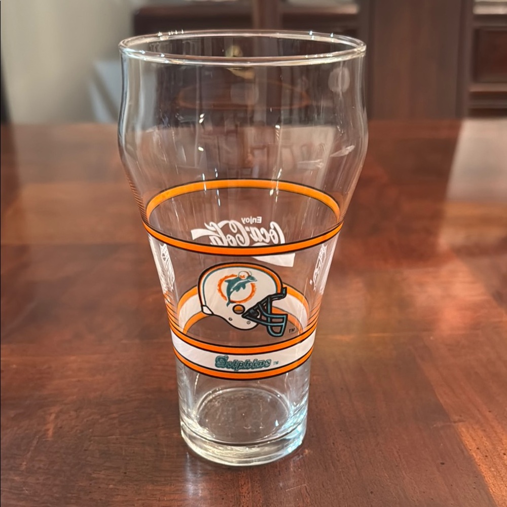 Miami Dolphins Glass Coke Cola Vintage Collectible Beer NFL Football